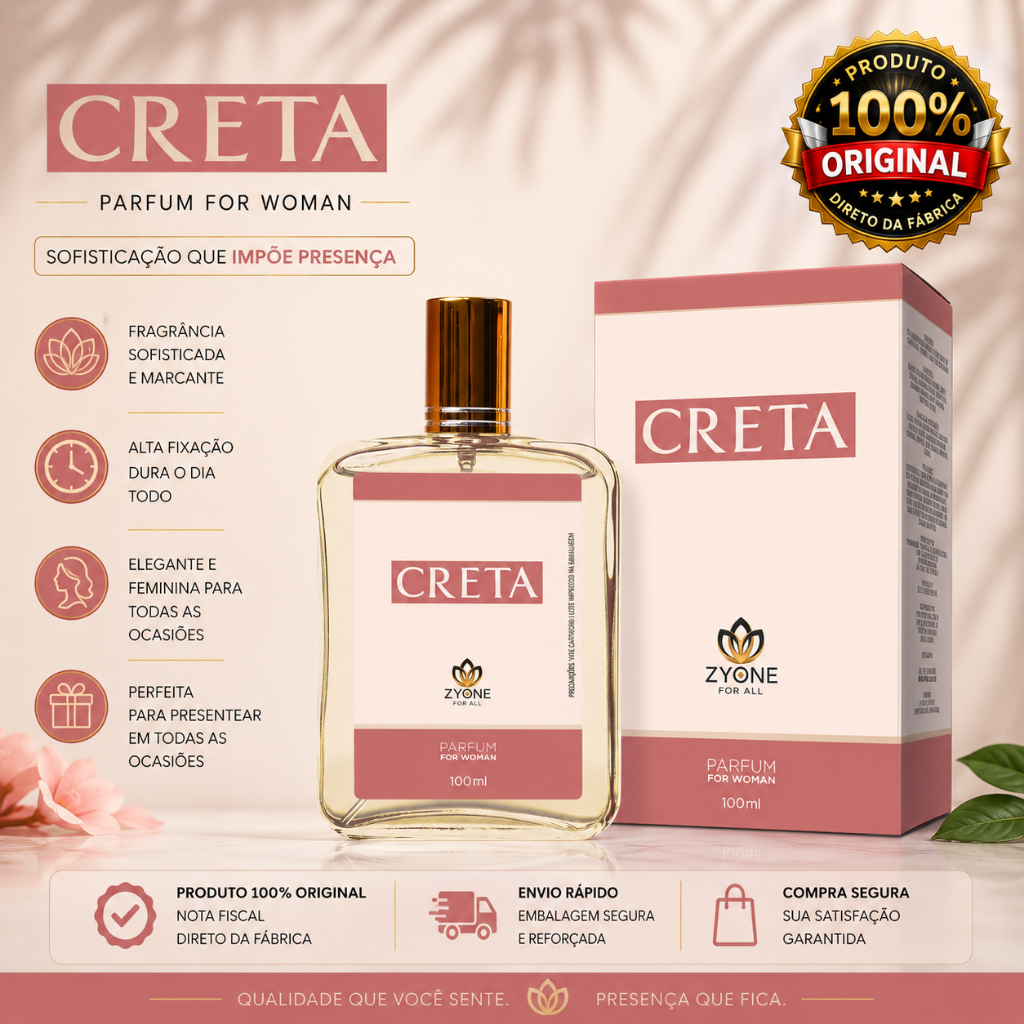 Perfume Creta Legend Feminino Zyone Alta Fixação 25% de Essência Importada Parfum