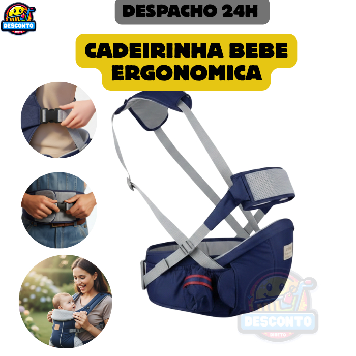 Cadeirinha Canguru Ergonômica para Bebê: Assento de Quadril com Cinto e Suporte Lombar 20kg