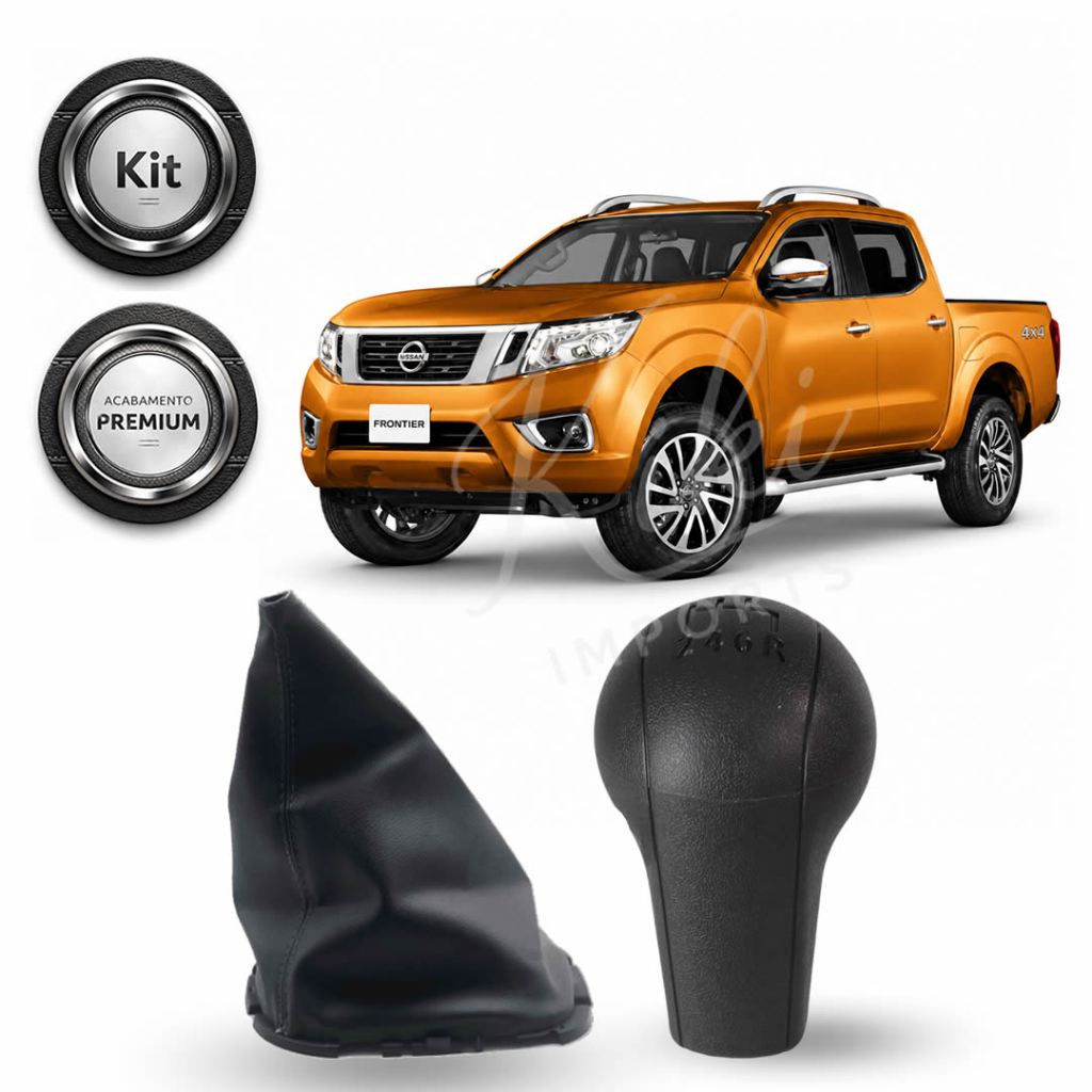 Kit Manopla e Coifa De Câmbio Nissan Frontier 2007 a 2016 Couro Ecológico Premium