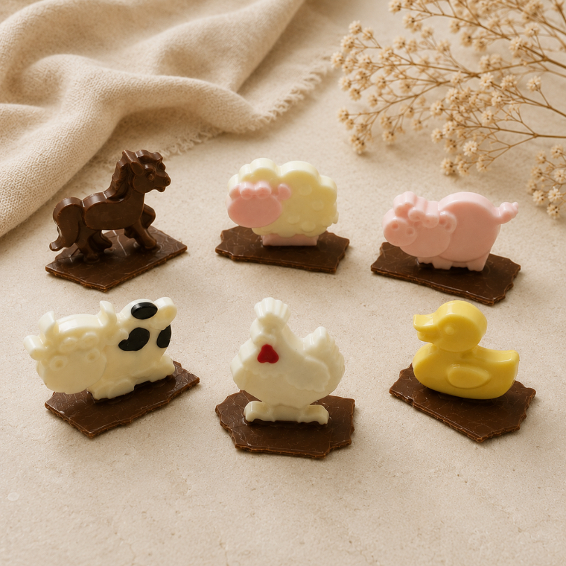 1~10 Forma Simples Animais Da Fazenda 9291 - (E7) em Acetato BWB Para Bombom e Doces de Chocolate. (CHOCO)