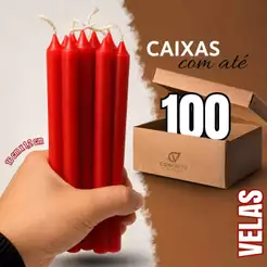 Vela Palito Coloridas Vermelha 16 cm Caixa de Vela
