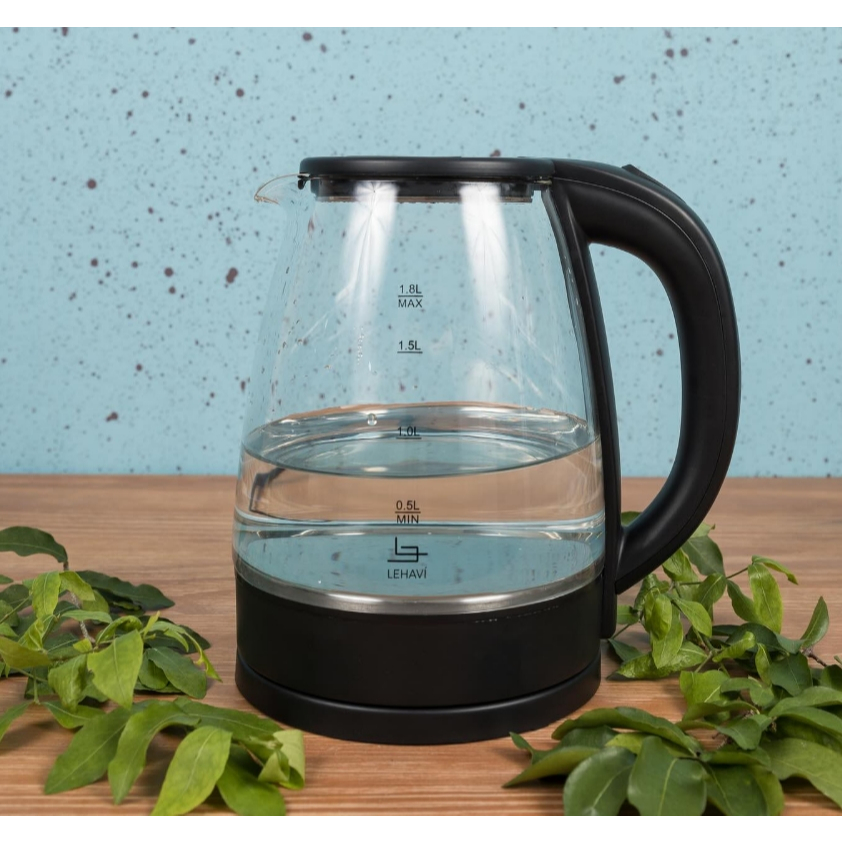 Chaleira Elétrica De Vidro, Inox Automática 1,8L 127V Lehavi - Base 360°