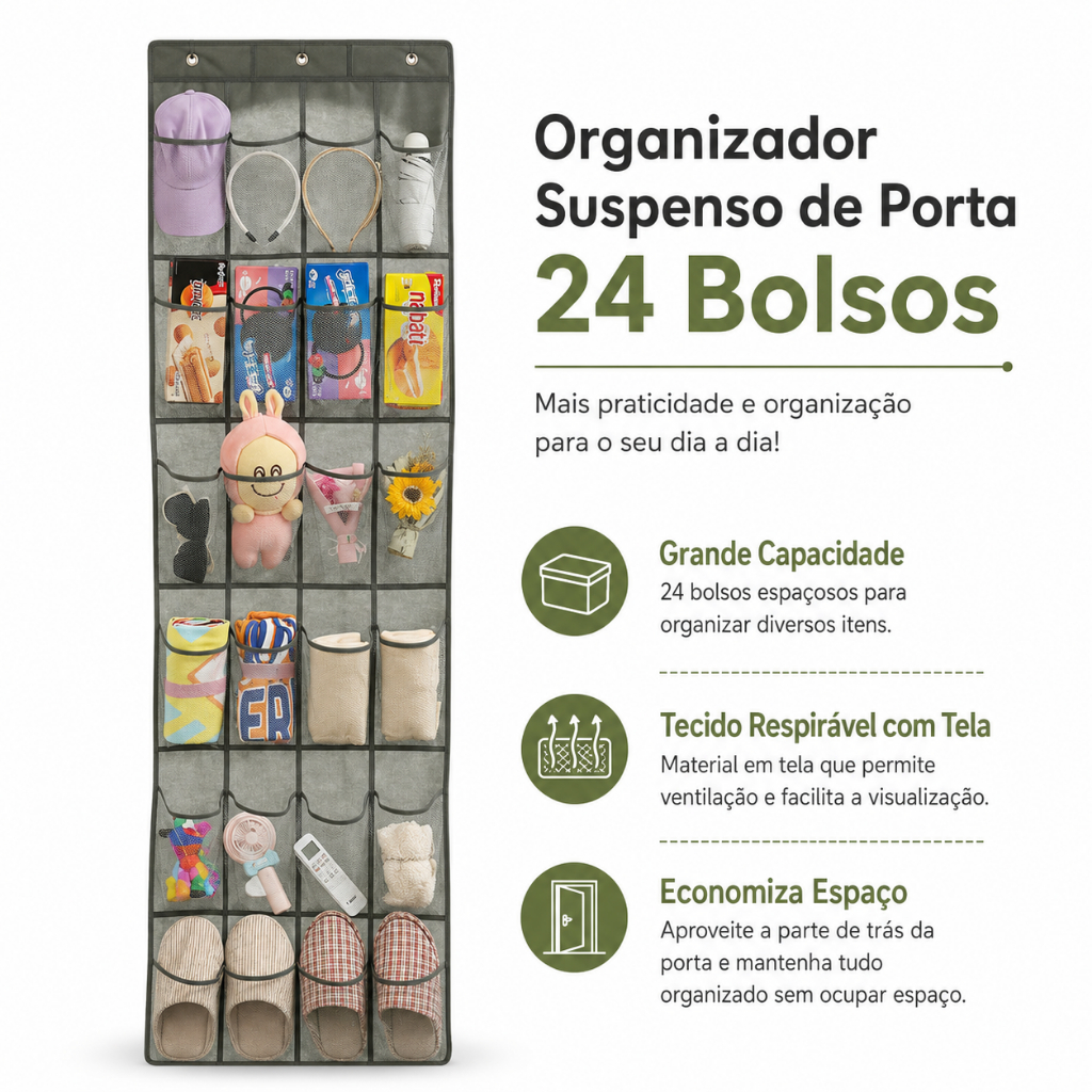Organizadora De Porta E Parede Vertical Multiuso Dobrável Grande Tênis Sandália Chinelo Carpei