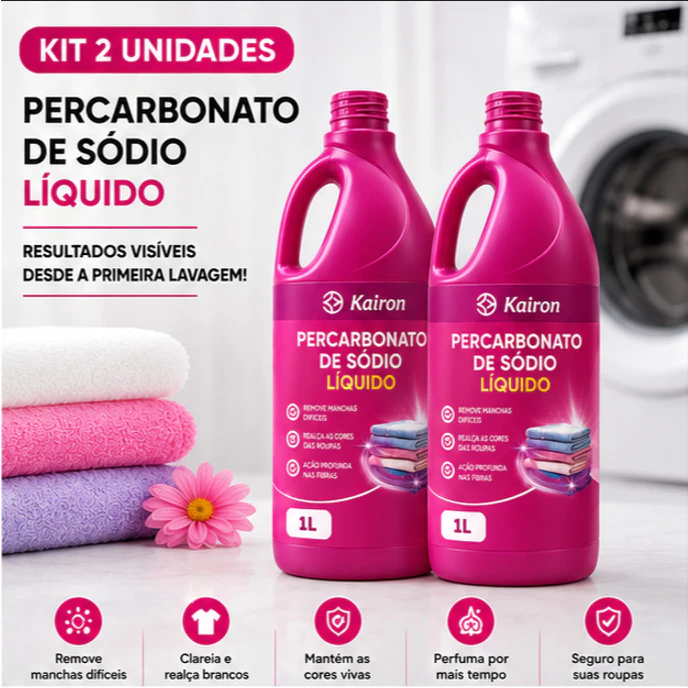 Percarbonato de Sodio Liquido Tira Manchas Remove Manchas Vinho Cafe Suor 2l 1l