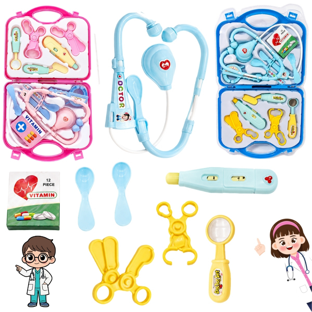 Kit Maletinha de Médico Infantil Kit Médico Mini Doutora e Doutor Educativo Interativo Criança