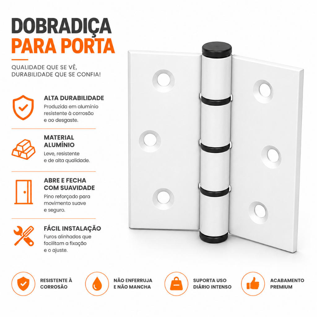 Dobradiça Em Alumínio 70x70