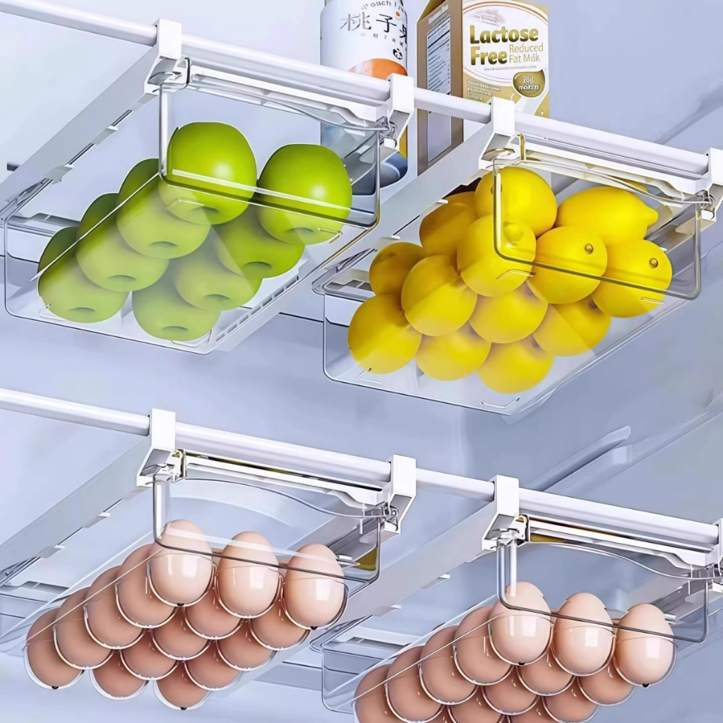 Kit 2 Gaveta Organizadora de geladeira encaixe ajustável caixa de fruta ovos verduras
