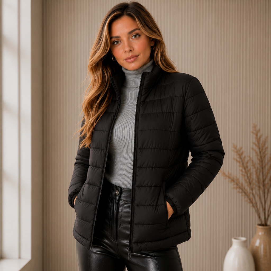 Bobojaco Feminino Impermeável Preta Corta Vento Acolchoada Frio Intenso Inverno