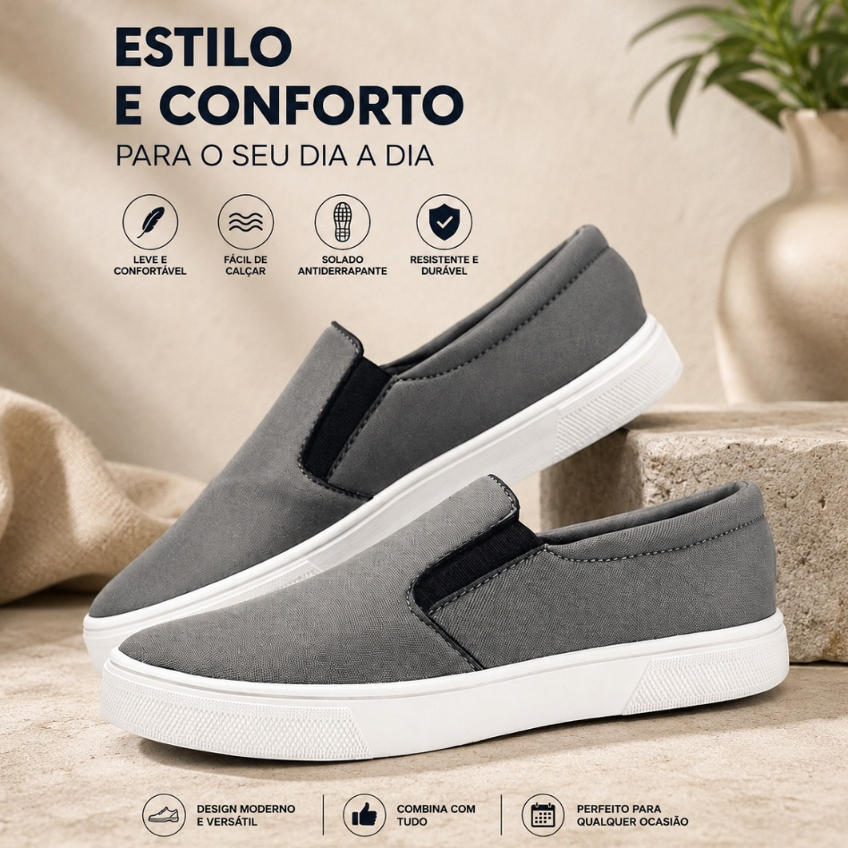 Tenis Masculino Slip-On Nautico Casual - Leve, Confortavel e Antiderrapante