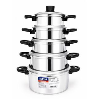 Kit Jogo de Panela Caçarola Aluminio 5 Peças Tamanho 14/16/18/20/22