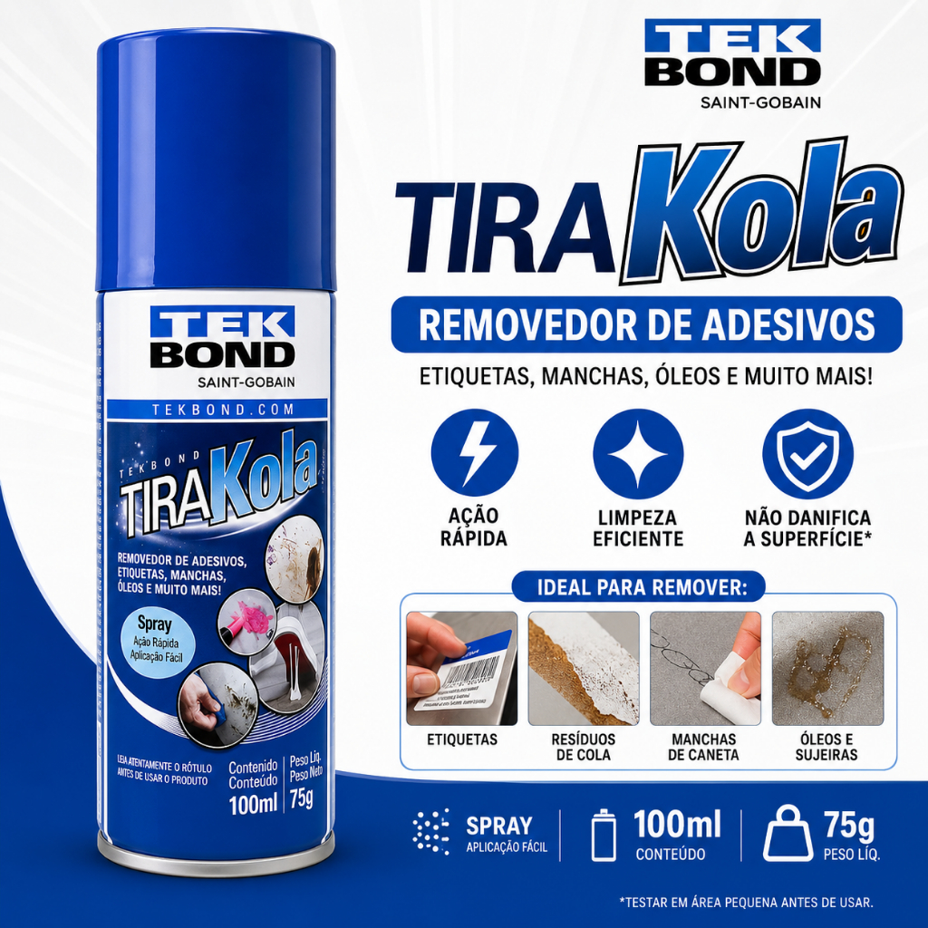 Tira Grude Removedor Cola Adesivo e Manchas 100ml Tek Bond