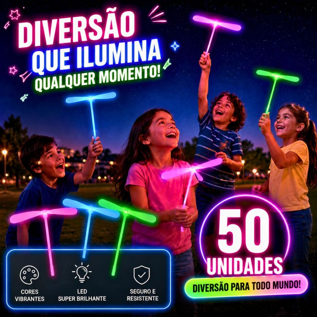 Kit 50 Pirocóptero Girocóptero Brinquedo Criança Lembrancinha Dia Das Crianças Prenda Unissex