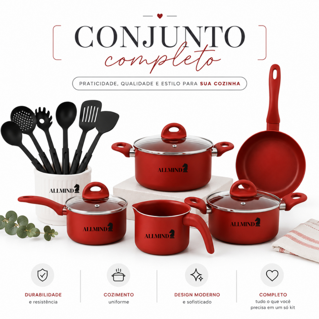 Jogo De Panelas Antiaderente 14 Peças Cerâmica Premium 3 cores Indução Fogão Cozinha Completa Luxo