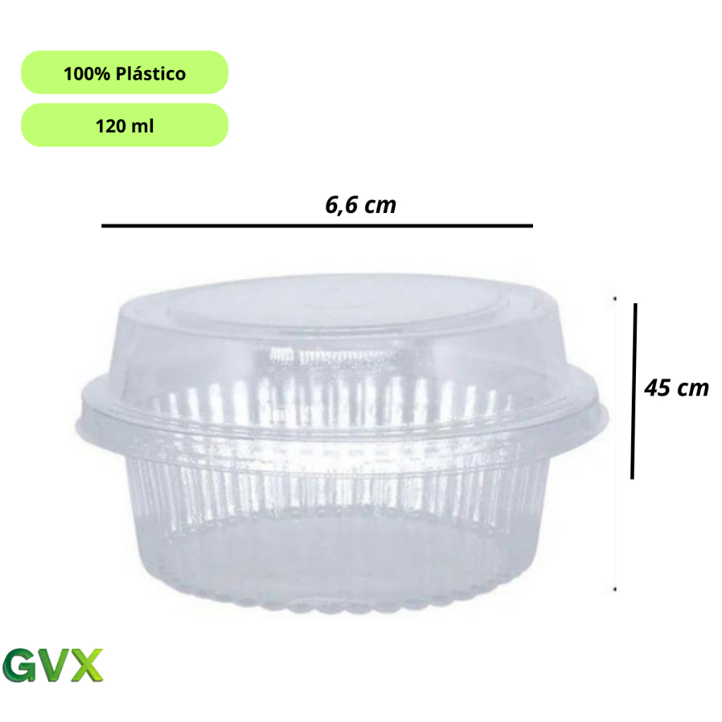 Potes Galvanotek 120ml Com Tampa Kit 100un Cristal PET Para Doces Sobremesas Mousse Pavê Delivery