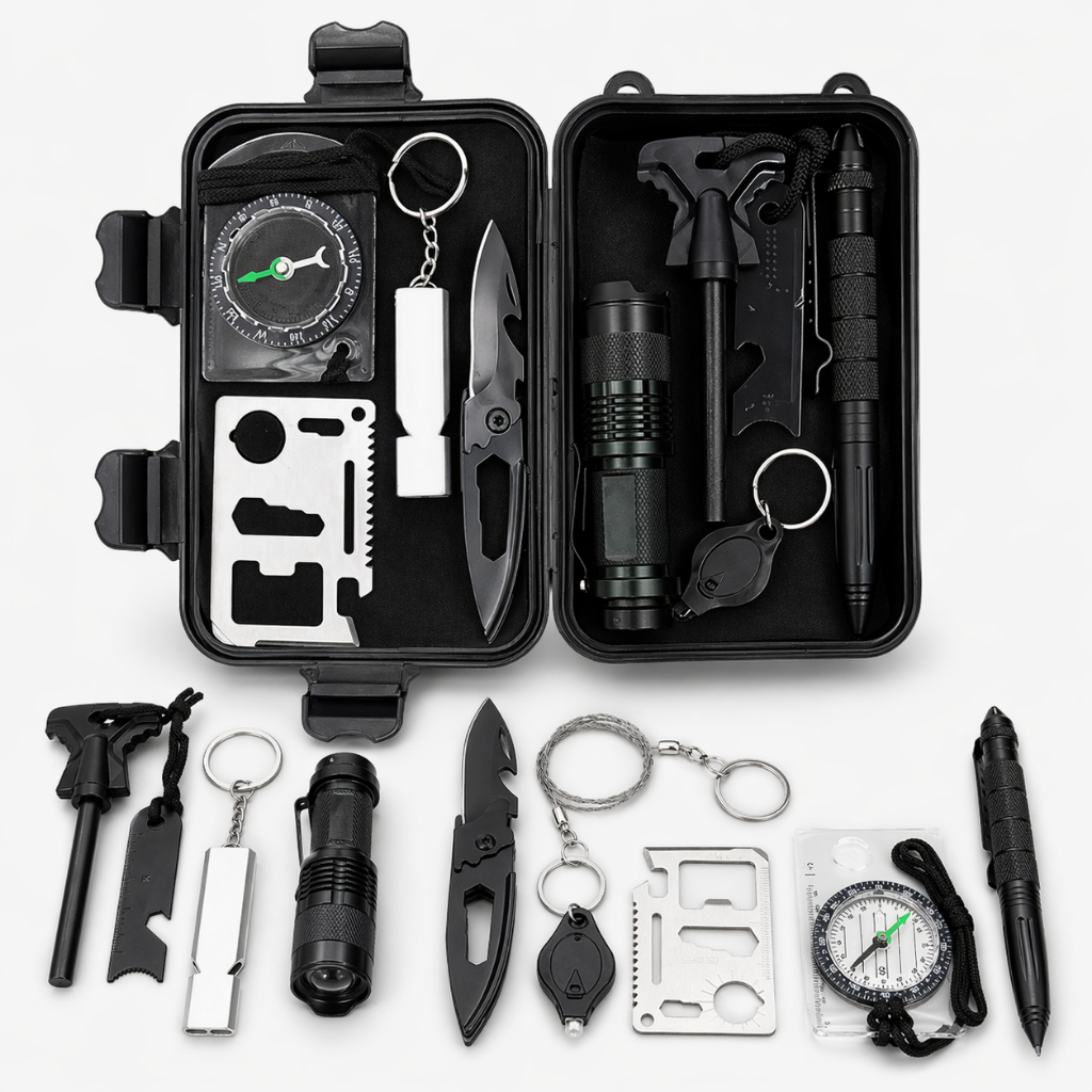 Kit de Sobrevivência Lorben Completo para Viagem, Camping e Emergências – 9 Ferramentas Táticas, Compacto e Resistente