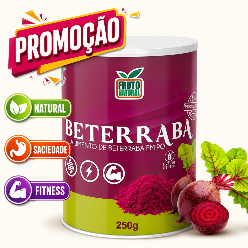 Beterraba em Pó Pré Treino + Saciedade 100% 250g Pura Zero Açúcar Fruto Natural