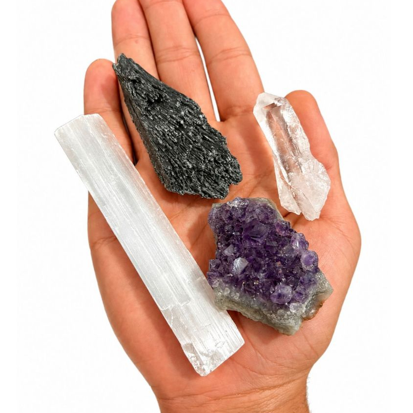 Kit Transmutação Energética Proteção Limpeza Espiritual Cristais Naturais