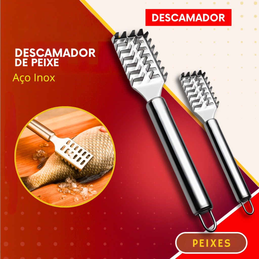 Descamador de Peixe Escamador Removedor de Escamas Inox Pesca
