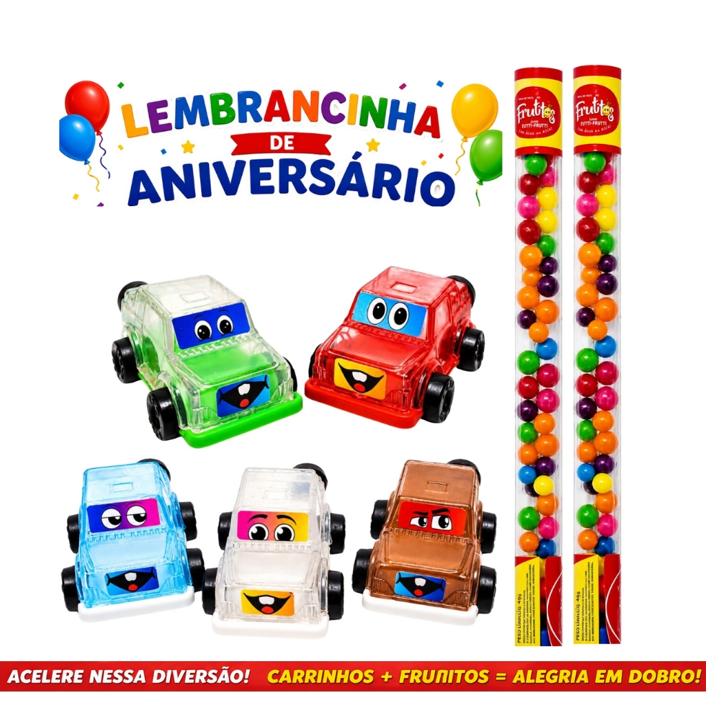 Kit 30 Itens (Tubinhos Balinhas Doce + Caminhonete D-20) Lembrancinha aniversário Festa Infantil