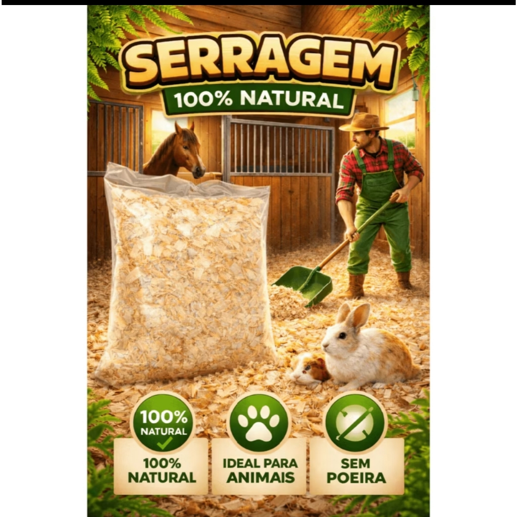 Serragem Maravalha Prensada de madeira Pinus seca 100% natural, Roedores Hamister coelhos e porquinho da índia
