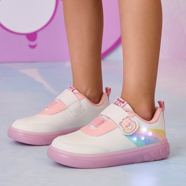 Tênis de Led Infantil  Colorido Ursinhos Carinhosos Rosa Pampili