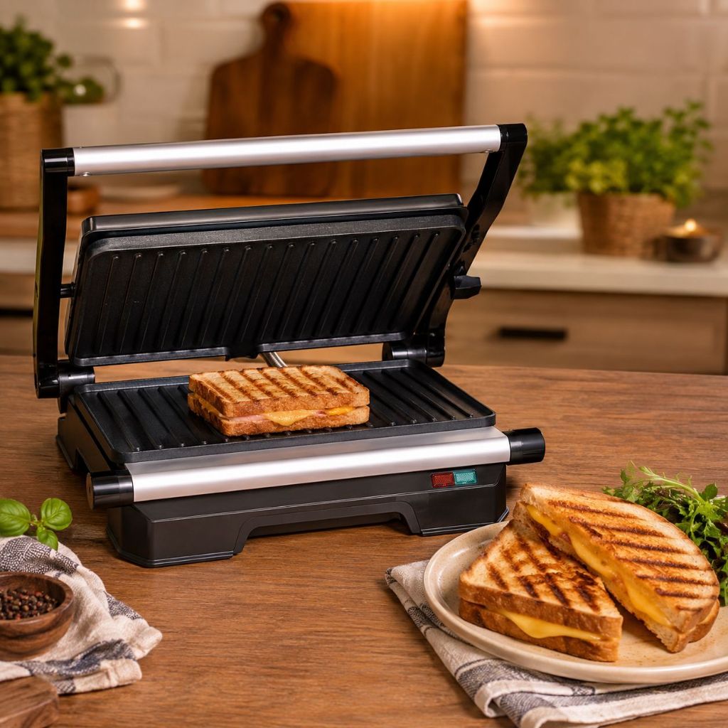 Grill Elétrico Smart Antiaderente 127V Sanduicheira Churrasco Compacto Prático Cozinha Casa