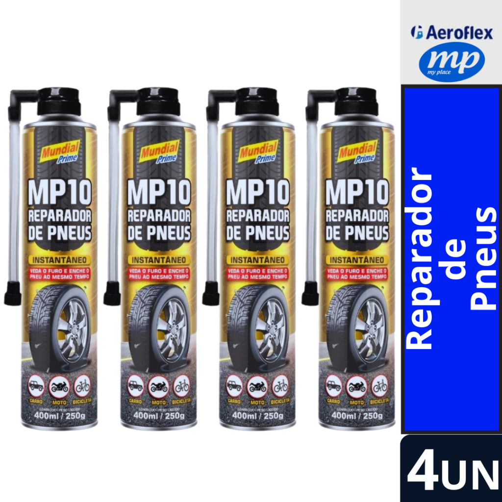 4X Reparador de Pneus MP10 400ml /Carro/Moto/Bicicleta