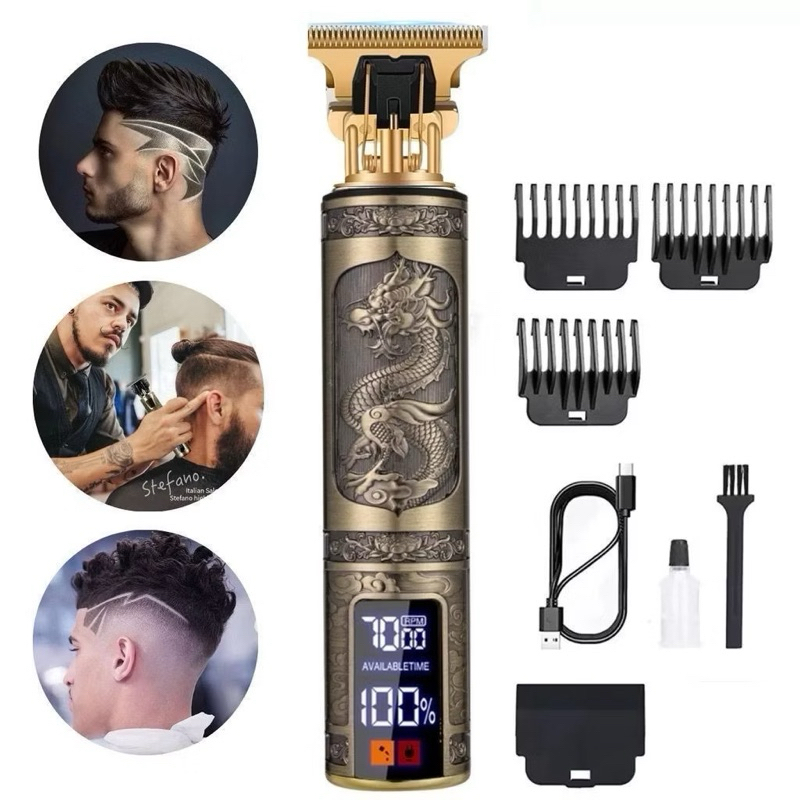 Máquina De Cortar Cabelo Barba Profissional Com Led Barbeador E Cortador Digital C/ Display Lançamento