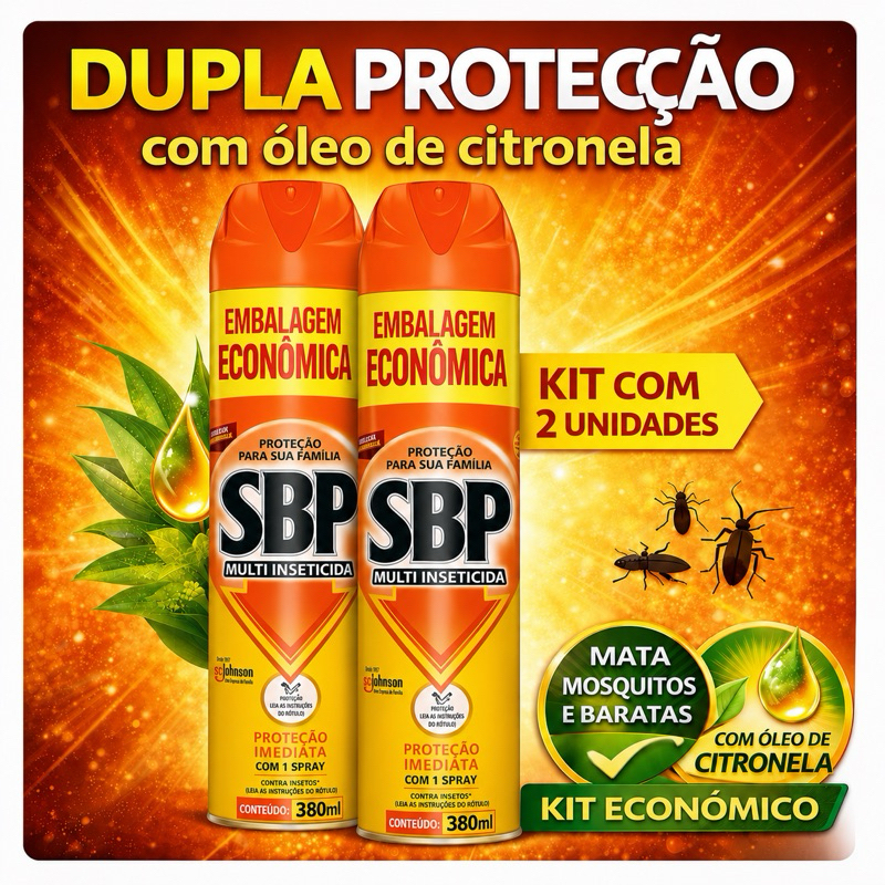 Kit 2 un Multi Inseticida Aerossol Óleo de Citronela SBP 380ml