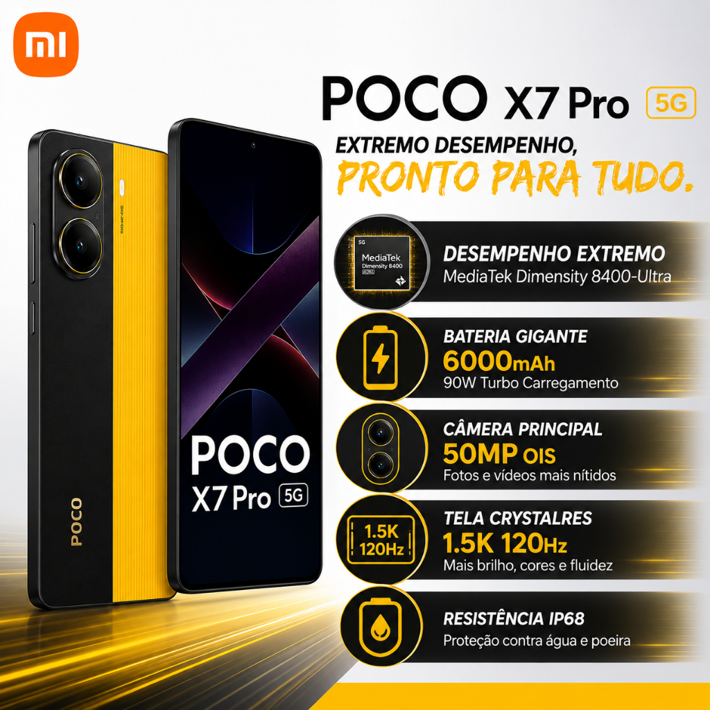 Xiaomi Poco X7 Pro 512GB / 256GB +12 Ram 5G Versão Global NFC Original Lacrado e Envio Imediato ADS