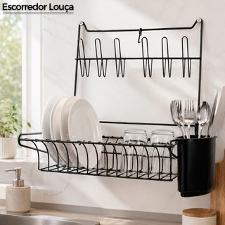 Escorredor Louça Suspenso Parede Dobravel Resistente Retrátil Pratos Copos Porta Talher