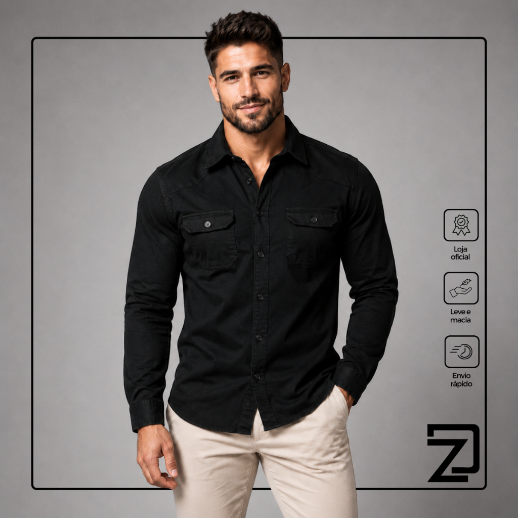 Jaqueta Jeans Sarja Masculina Manga Longa Premium