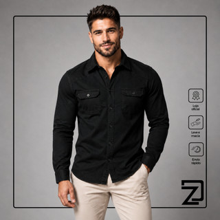 Jaqueta Jeans Sarja Masculina Manga Longa Premium