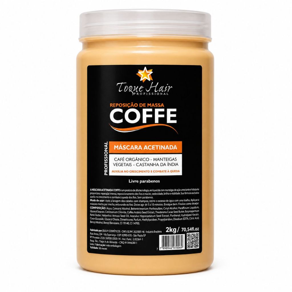 Máscara de Hidratação Profissional 2Kg Coffee para Queda e Reposição de Massa Tratamento Capilar
