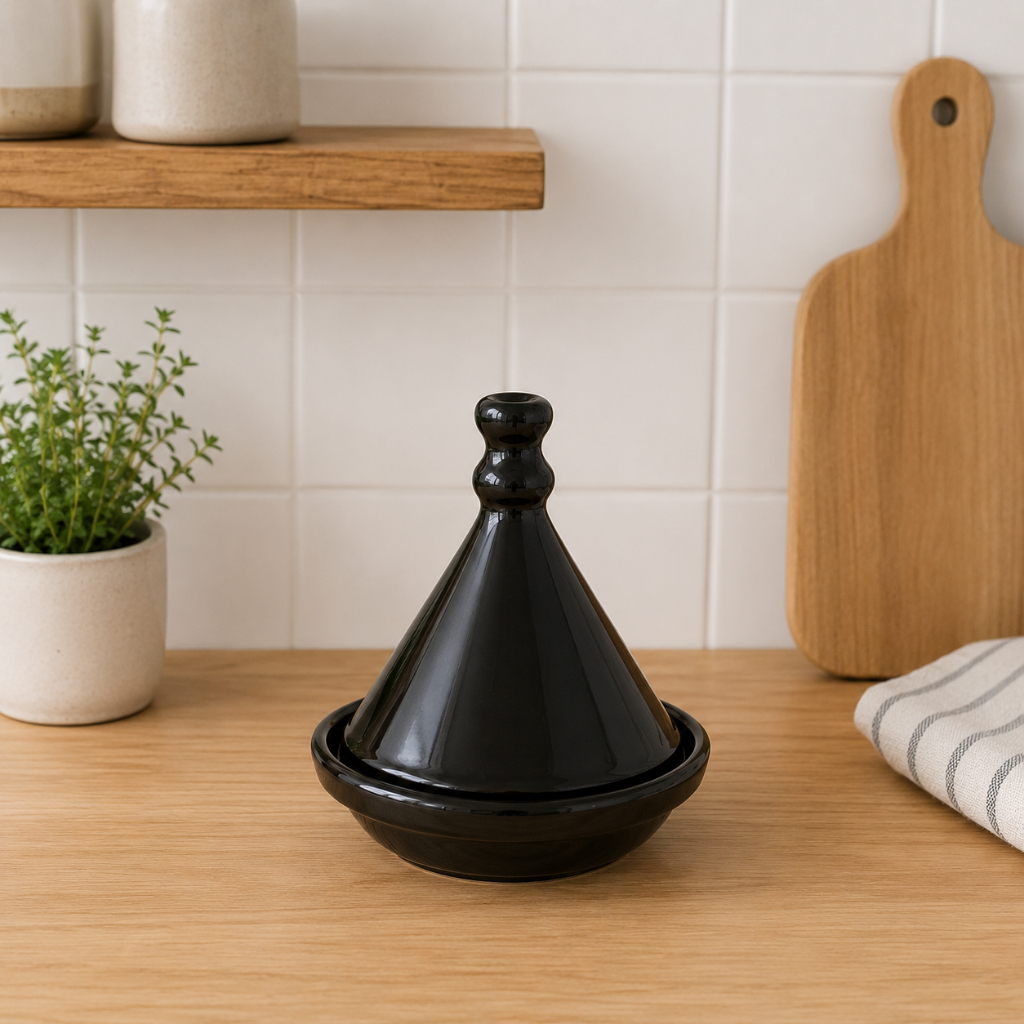 Saleiro Marroquino ou Tagine para Churrasco de porcelana preto (liso)