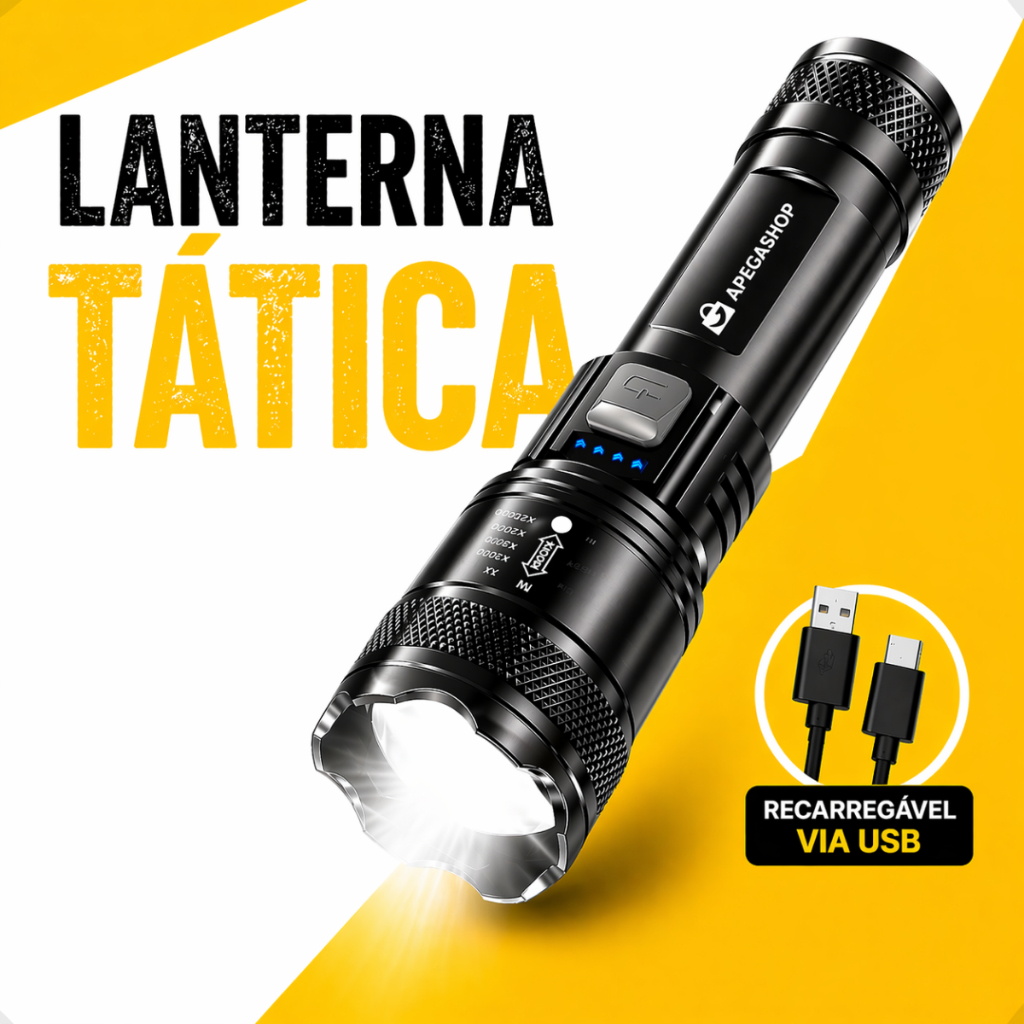Lanterna Super Potente Led Militar 3 Em 1 T9 Tática Forte Longo Alcance recarregável pesca camping
