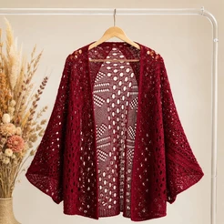 CASACO CASULO CAPA KIMONO RENDADO INVERNO TRICOT ELEGANTE ÚNICO 40 ao 48