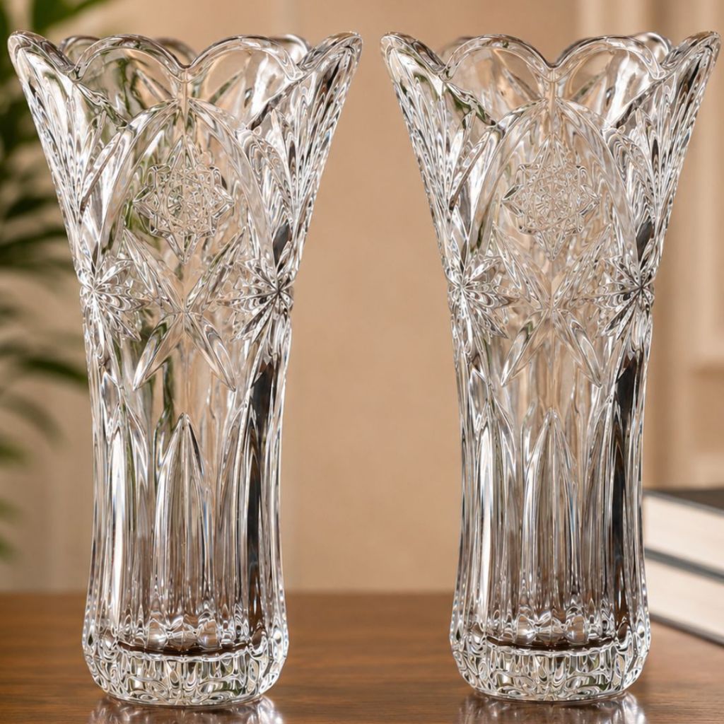 Kit 2 Vaso Decorativo 23cm Em Vidro Resistente Estilo Europeu Vaso De Vidro Cristal Grande Para Flores Arranjos