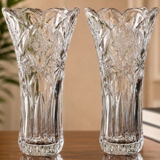 Kit 2 Vaso Decorativo 23cm Em Vidro Resistente Estilo Europeu Vaso De Vidro Cristal Grande Para Flores Arranjos