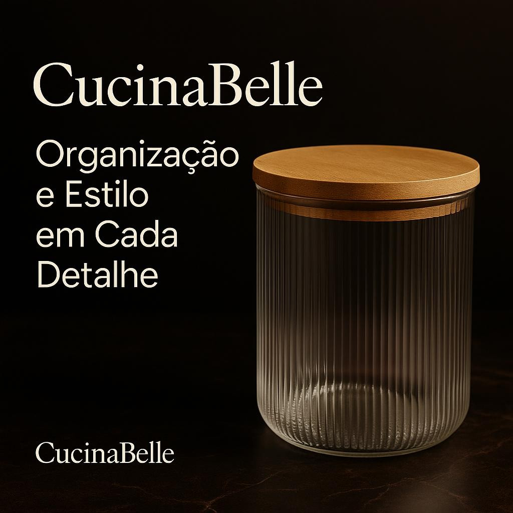 CucinaBelle - Pote Vidro Borossilicato Tampa Bambu-Recipiente Hermético Cozinha Organizador Acondicionador de Alimentos