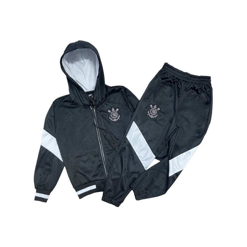 Conjunto Menino Infantil Jaqueta Com Calça Agasalho Time Corinthians Esportivo