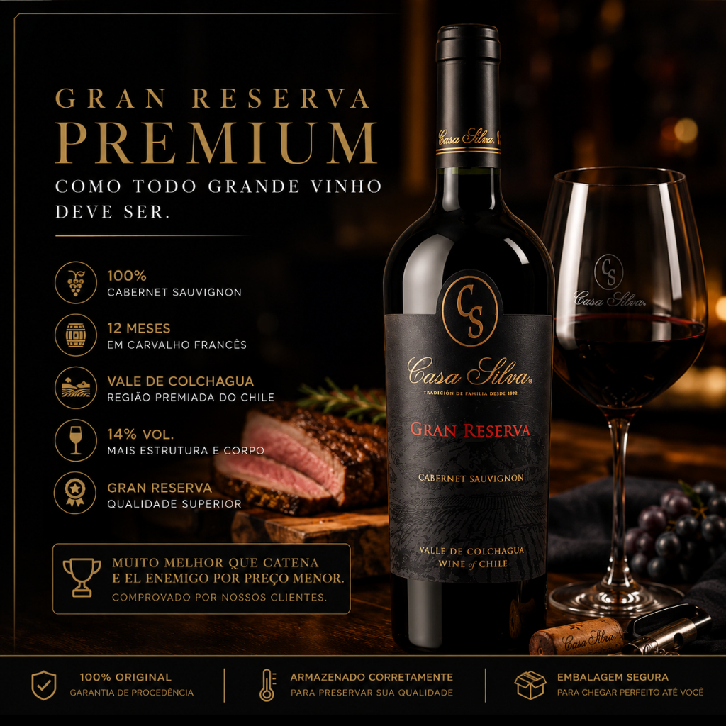 Vinho Chileno Seco Casa Silva Linha Gran Reserva  750ml Escolha Sua Uva Favorita
