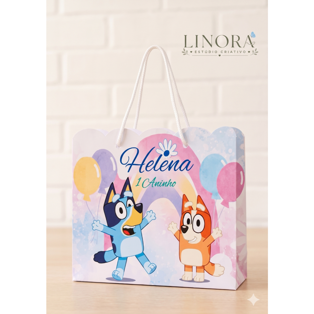 SACOLA PERSONALIZADA PEGUE E MONTE BLUE Personalizado Sacolinha Lembrancinha Aniversário 15und