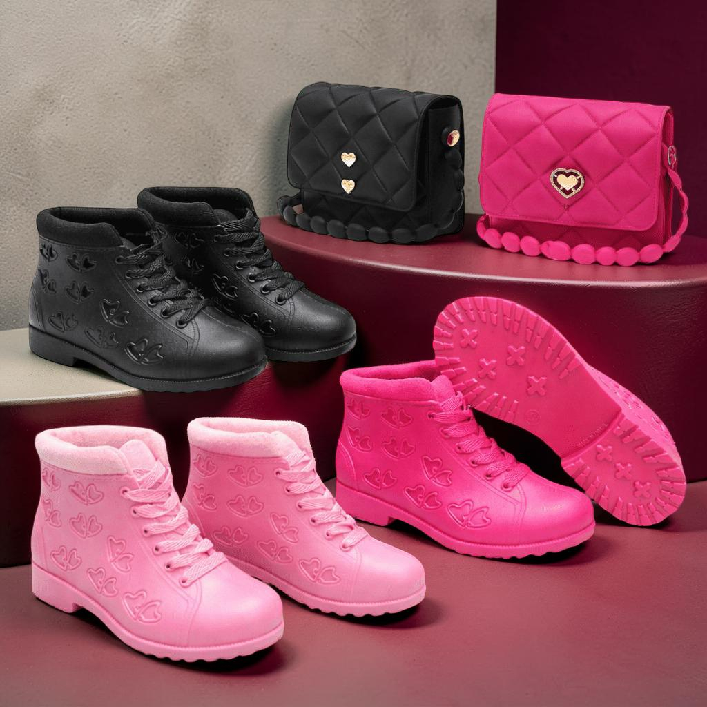 Kit Botinha Antiderrapante Infantil com Bolsinha Charmosa - Trend Mix