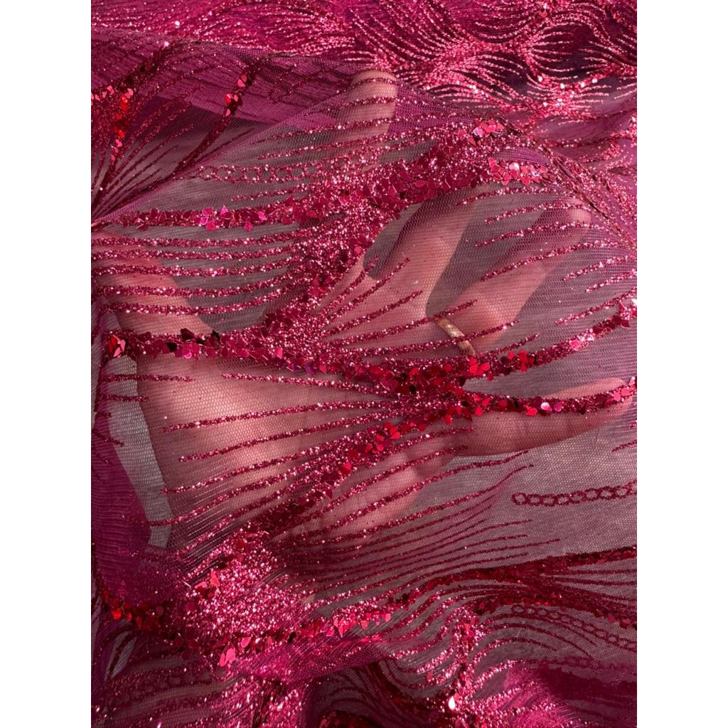 Tule C/ Glitter Boreal Luxo | 1,45m | Rosa Pink