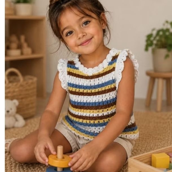 Blusa Ponto Crochê - Infantil Feminina Tamanho 02 ao 12