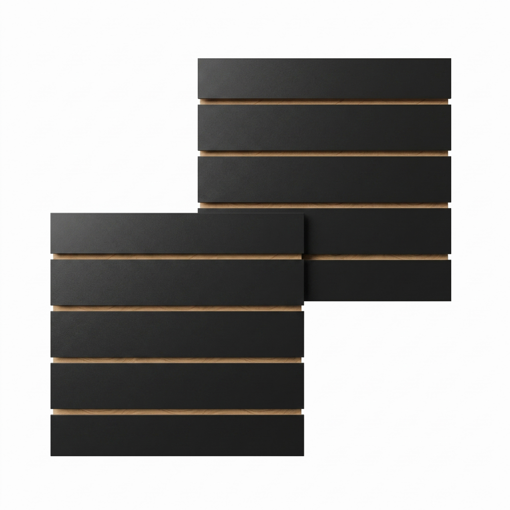 Kit 2 Painel Canaletados para parede em MDF 60x60 Preto painel expositor