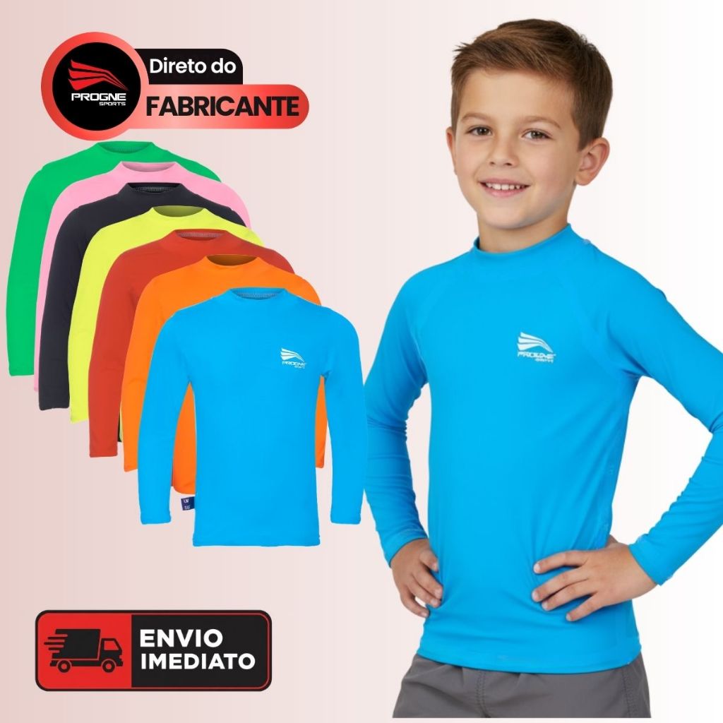 CAMISETA MANGA LONGA INFANTIL UNISSEX UV50+ TÉRMICA – PROTEÇÃO FRIO E CALOR