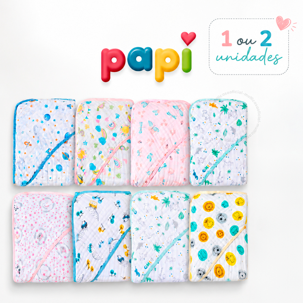 Toalha Banho Infantil Soft Karinho Capuz Macia Estampada 80cm