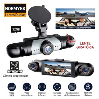 Gravador de percurso veicular com 4 lentes,gravação de vídeo em alta definição 1080P,peça de segurança veicular